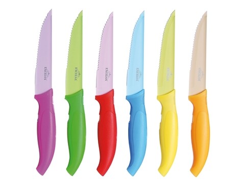 Set 6 cutite pentru friptura, Excelsa, 21 cm, multicolor