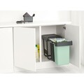Cos de gunoi incorporat, Brabantia, Sort&Go, 2x15 L, 48.1x31.9x43.1 cm, polipropilena, gri inchis/verde jad