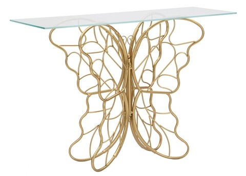 Consola Butterfly, Mauro Ferretti, 110x40x76 cm, fier, auriu Mauro Ferretti