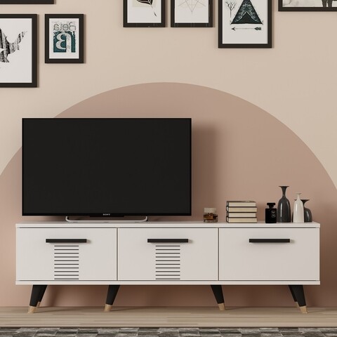 Comoda TV, Olivia, Asimo, 150 x 45 x 35 cm, pal melaminat, alb 150