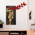Decoratiune de perete, Banksy, Dimensiune: 62 x 70 cm, Nuc / Maro / Roșu