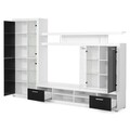 Mobilier living cu LED, 4 piese, Pamela, 284 x 40 x 195 cm, PAL/sticla, alb/negru