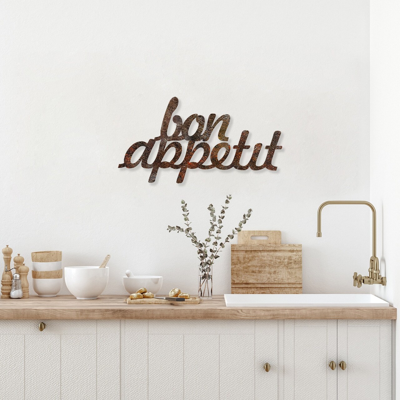 Decoratiune de perete, Rusty Bon Appetit, 30 x 50 cm, Maro antichizat - view 3