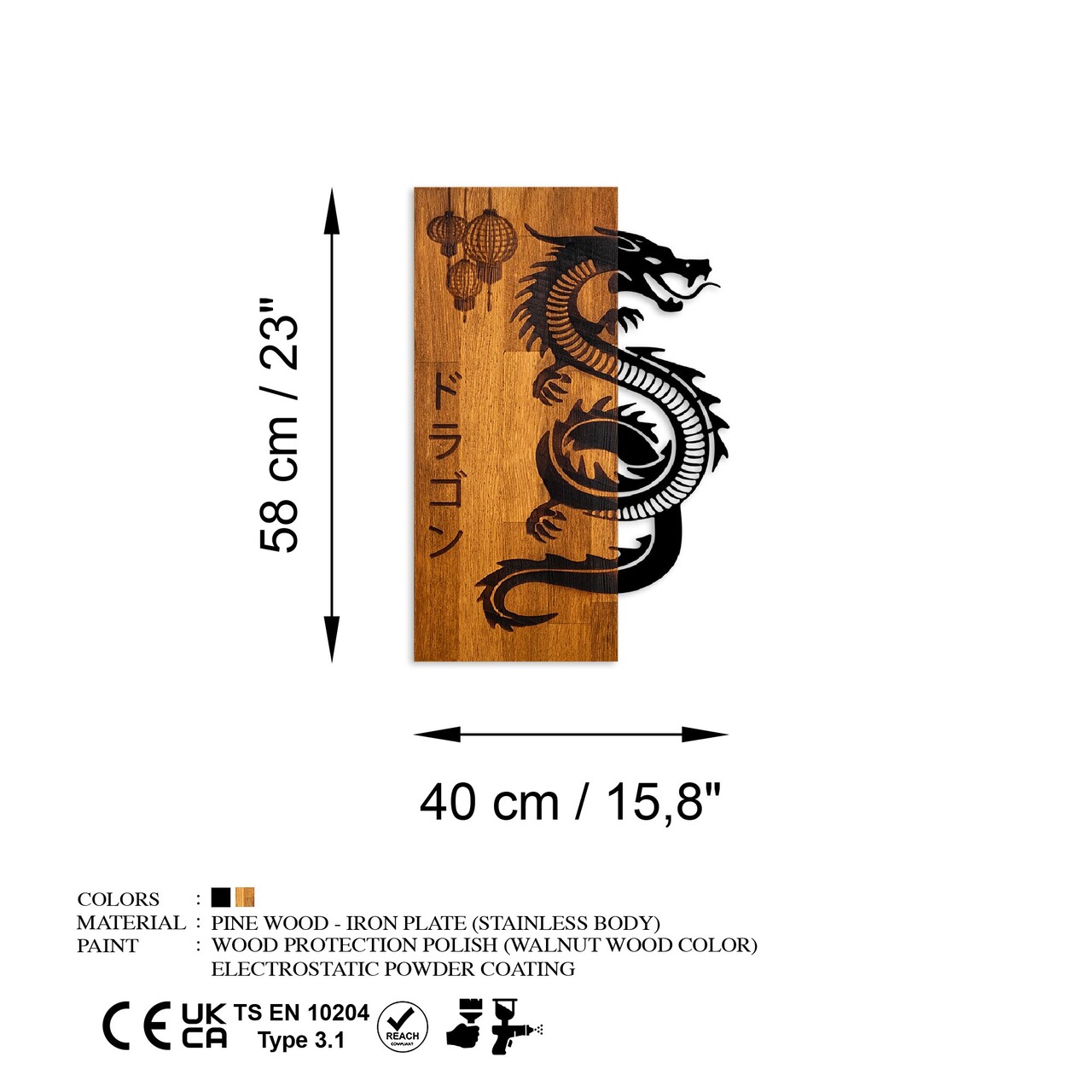 Decoratiune de perete, Dragon, Lățime: 40 cm Înălțime: 58 cm Adâncime: 3 cm, Nuc / Negru - view 7