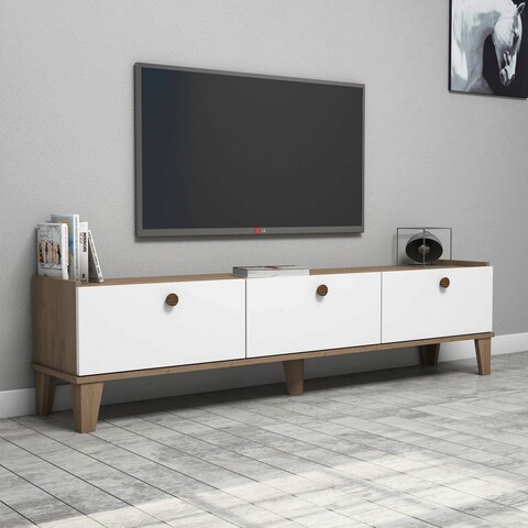 Comoda TV, Almaren, Sumer E3620, 178×44.8×34.6 cm, PAL, Stejar / Alb Almaren
