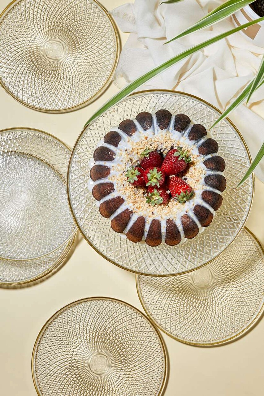 Set farfurii pentru desert (7 piese), L'essentiel Maison, 337GLZ1101, Suport: 28 cm (1 bucată), Transparent - view 3