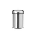 Cos de gunoi cu soft touch, Brabantia, Matt Steel, cu fixare de perete, 3 L, 18.4x18x28 cm, otel, argintiu