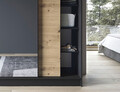 Dulap pentru haine cu oglinda ELTAP, Esville III, 180x60x220 cm, MDF/ABS, negru/stejar