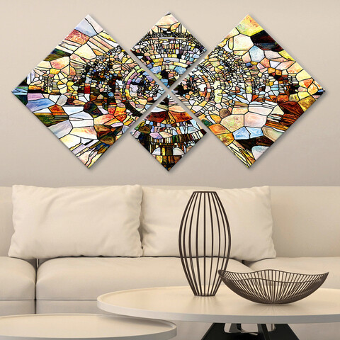 Set 4 tablouri decorative, 4MDF771690895, MDF, Imprimat UV, Multicolor Evans