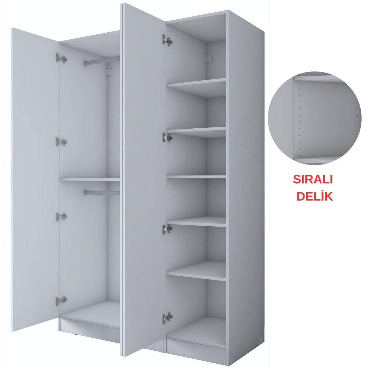 Dulap pentru haine, Hanah Home, BA164, 135x210x57.5 cm, PAL melaminat, Alb - view 10