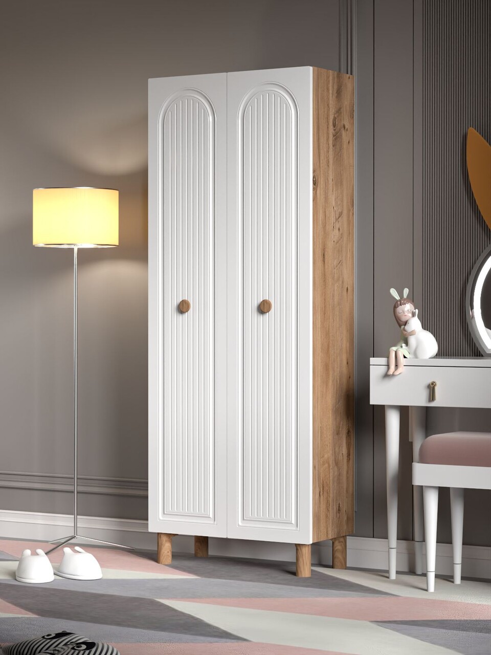 Dulap multifunctional, Hanah Home, Vionne, 70x185x35 cm, PAL, Pin Atlantic / Alb - view 4
