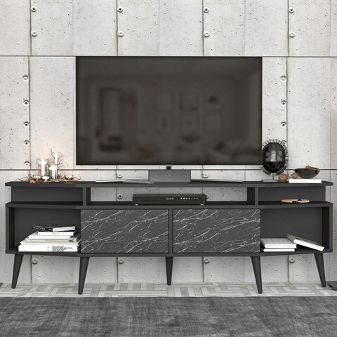 Comoda tv, retricy, dennis, 180x35x58.6 cm, pal, negru