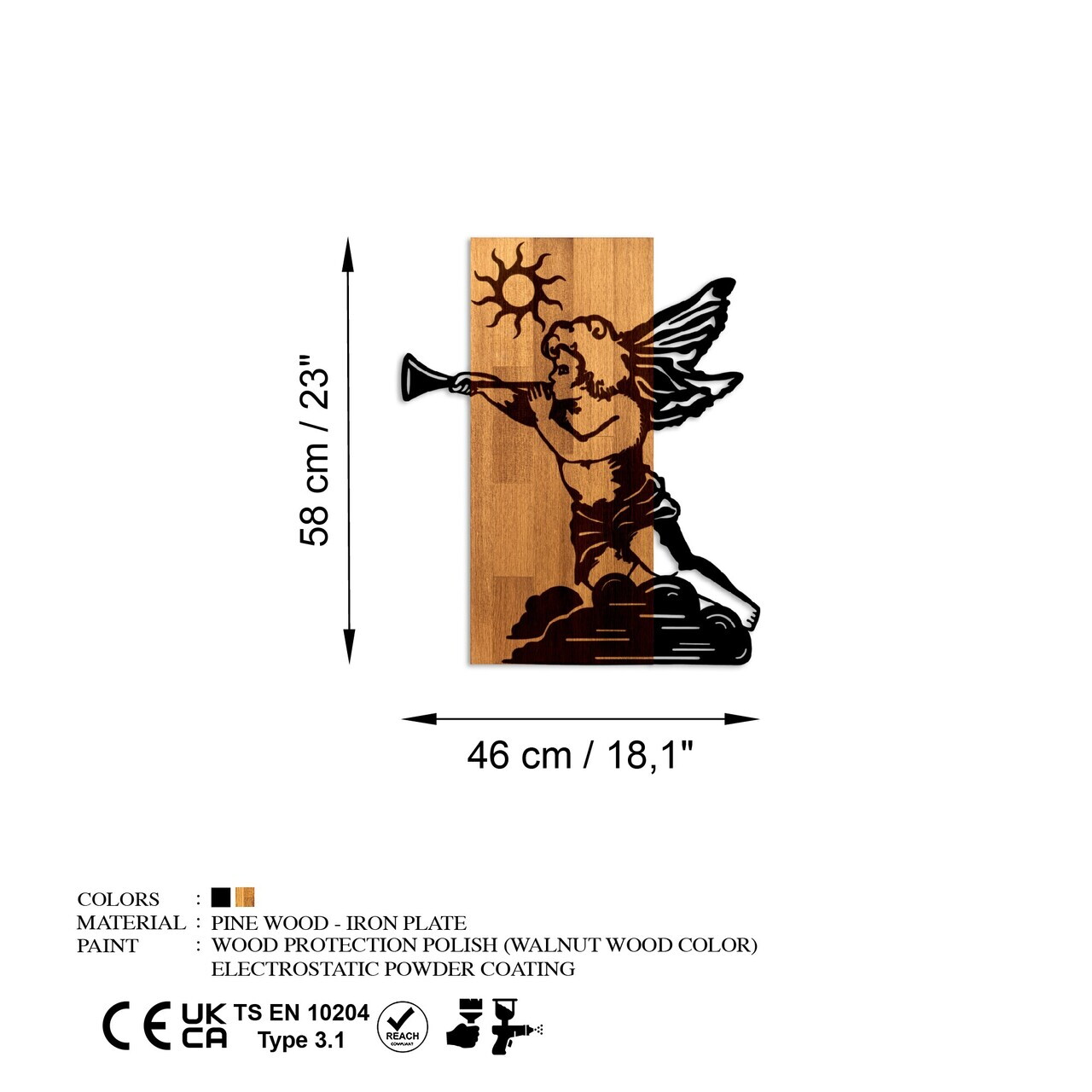 Decoratiune de perete, Eros 03, Lățime: 46 cm, Nuc / Negru — imaginea 7