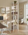 Biblioteca cu 6 niveluri, Vasagle, 39.6x30x187 cm, PAL/otel, bej/alb