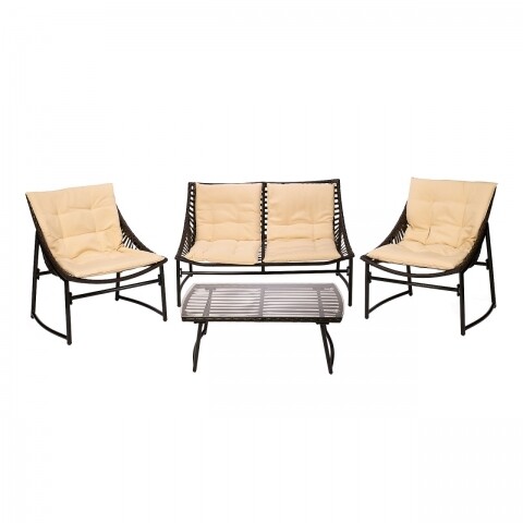 Set mobilier de gradina sydney, heinner home, 4 piese, negru/crem