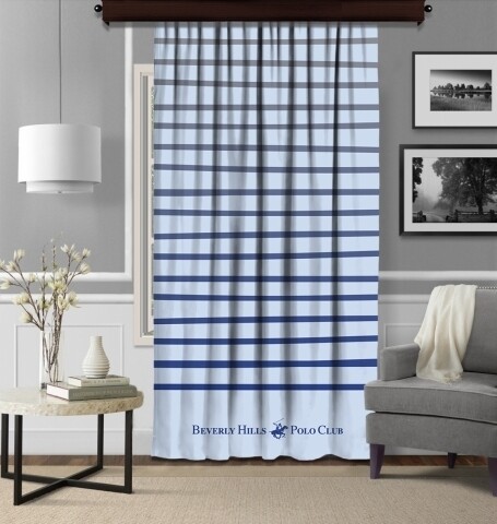 Draperie Beverly Hills Polo Club, 140x260, 100% poliester, Blue/Grey