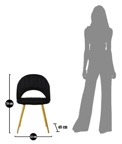 Set 2 scaune Flex, Mauro Ferretti, 52x48x78 cm, catifea, negru