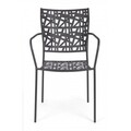 Scaun pentru gradina, Kelsie, Bizzotto, 54x55x89 cm, otel, gri carbune