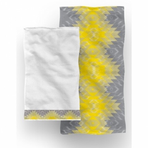 Set 2 prosoape de baie Sunny, Aglika, 50 x 100 cm/ 50 x 30 cm, 70% bumbac, 30% microfibra, multicolor