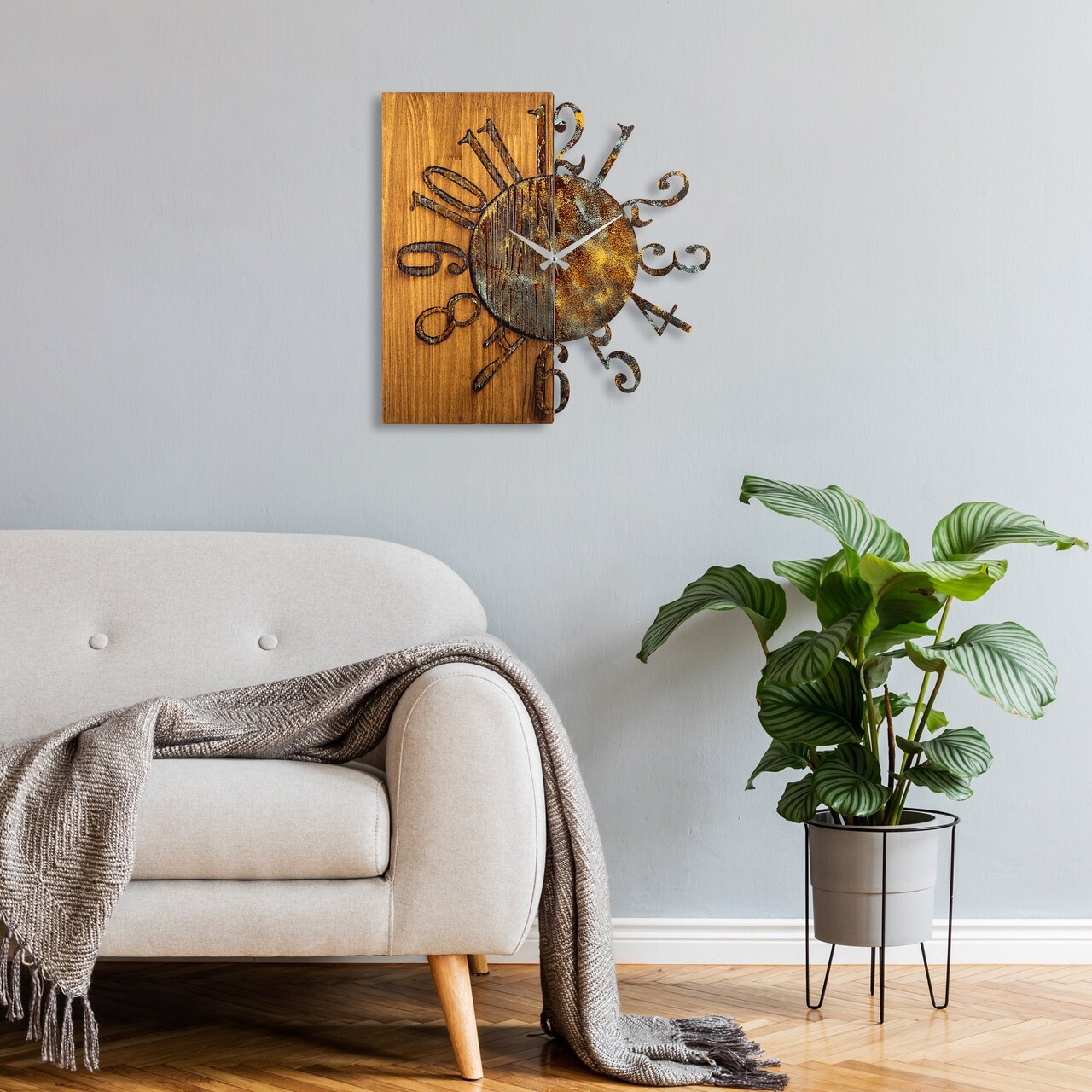 Ceas de perete, Wooden Clock 7-A, Lățime: 58 cm Înălțime: 58 cm Adâncime: 3 cm, Multicolor - view 3