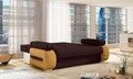 Canapea extensibila 3 locuri ELTAP, Laura, 202x79x84 cm, lemn/poliester, maro inchis/galben