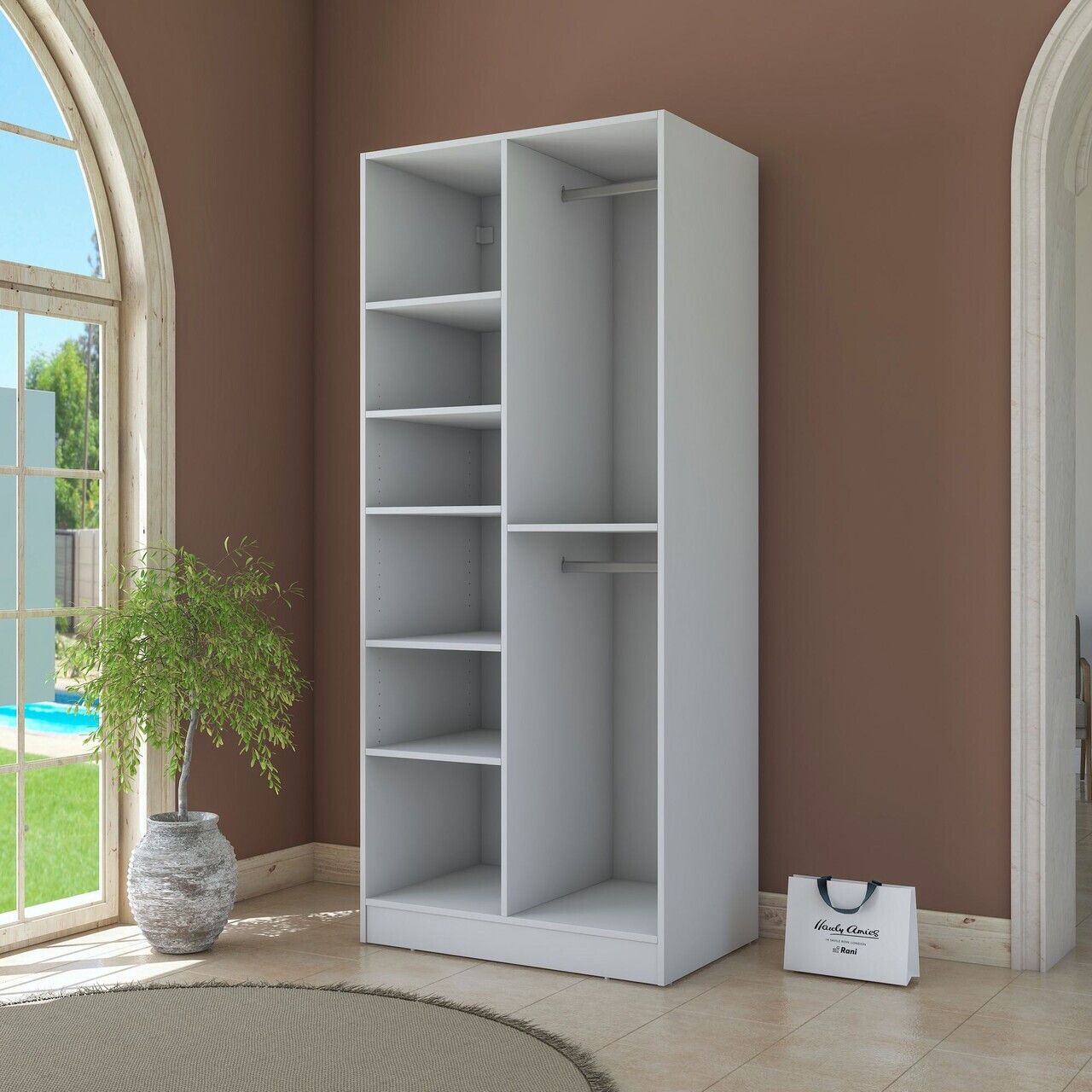 Dulap pentru haine, Hanah Home, BA220, 90x210x57.5 cm, PAL melaminat, Alb - view 7