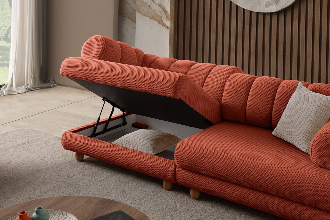 Canapea 3 locuri, Atelier del Sofa, 752EST1163, Lemn de carpen/PAL melaminat, Caramiziu - view 5