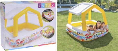 Piscina gonflabila cu acoperis pentru copii House, 295 L, 157x157x122 cm, polivinil, multicolor Excellent Houseware