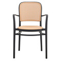 Scaun de gradina Juniper, Pakoworld, 56x52.5x86.5 cm, polipropilena cu protectie UV, negru/bej