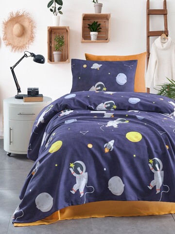 Set cuvertura pique Single, Astron - Dark Blue, EnLora Home, Bumbac