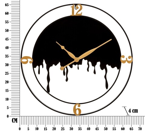 Ceas de perete Splash, Mauro Ferretti, Ø66 cm, fier, negru/auriu