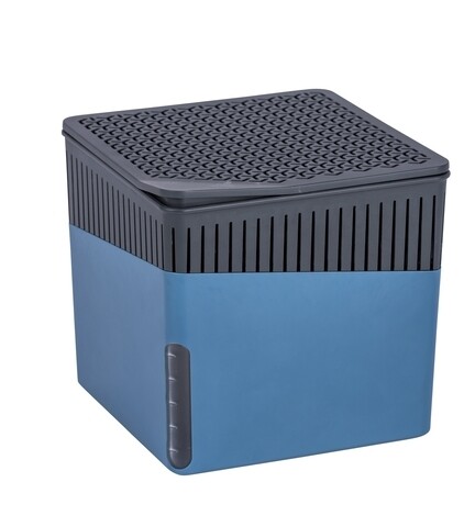 Dezumidificator, Wenko, Cube 1000 g, 16.5 x 15.7 x 16.5 cm, plastic, albastru