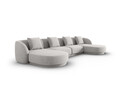 Coltar panoramic 5 locuri, Tulum, Cosmopolitan Design, 330x156x70 cm, tesatura chenille, gri deschis