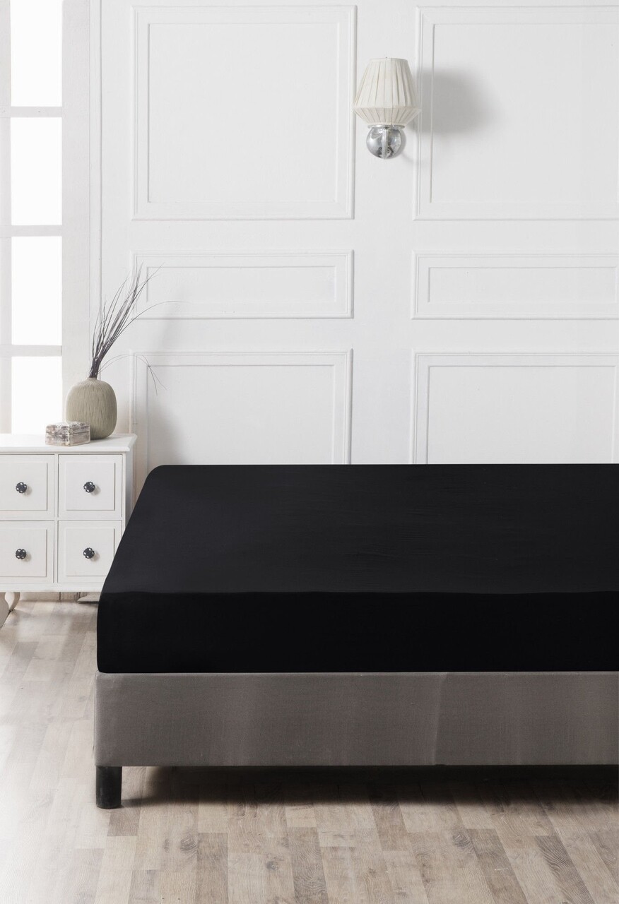 Cearceaf de pat cu elastic Ranforce Double Small (DE), L'essentiel Maison, Black, Negru - imagine 3