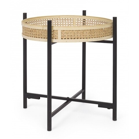 Masuta de cafea, elyot round, bizzotto, 50x52 cm, otel/mdf/ratan