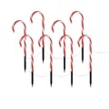 Set 8 decoratiuni luminoase Candy, H47 cm, sintetic, rosu/alb
