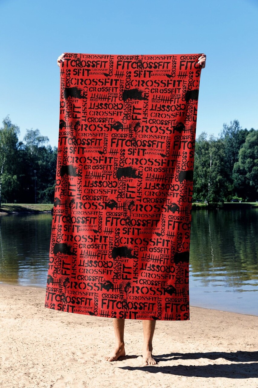 Prosop de plaja, Astacura, Crossfit Red 70, 70x130 cm, Poliester/Poliamida, Multicolor - 1 | YEO