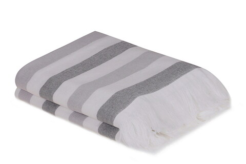 Set prosoape de mână (2 bucăți), hobby, stripe, bumbac, gri/alb