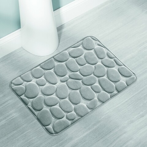 Covoras de baie Pebble, iDesign, 43x61 cm, microfibra/spuma memory, gri