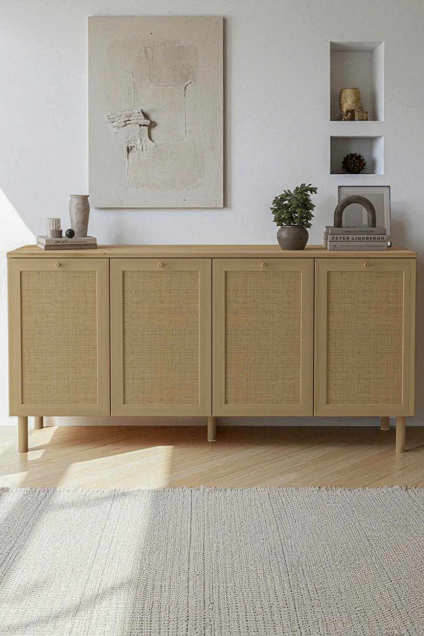Bufet, Hanah Home, Baru, 160x80x42 cm, Bej - view 2