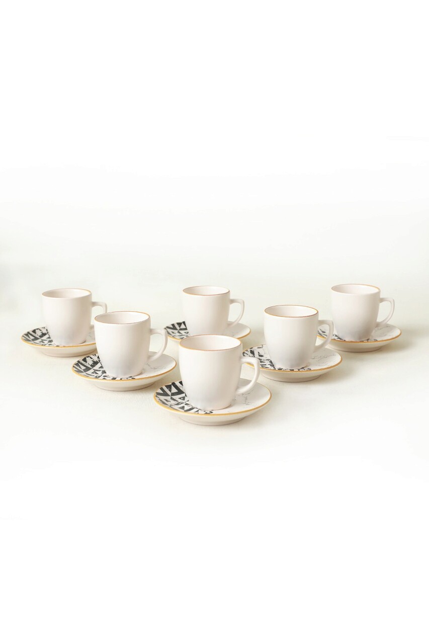 Set cesti de cafea, Keramika, 275KRM1926, Ceramica , 6x6x6 cm, 110 ml, Alb/Negru
