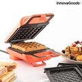 Aparat  2-in-1 pentru gofre si sandwich,  retete Wafflicher, InnovaGoods, 600W, rosu