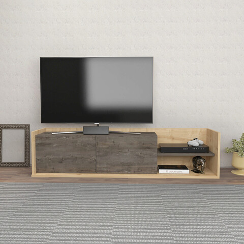 Comoda tv, retricy, krog, 160x35x36.8 cm, pal, stejar / wenge