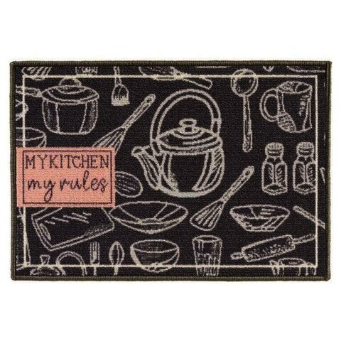 Covor pentru bucatarie My Kitchen, Gift Decor, 40 x 60 cm, poliamida, gri Covoare