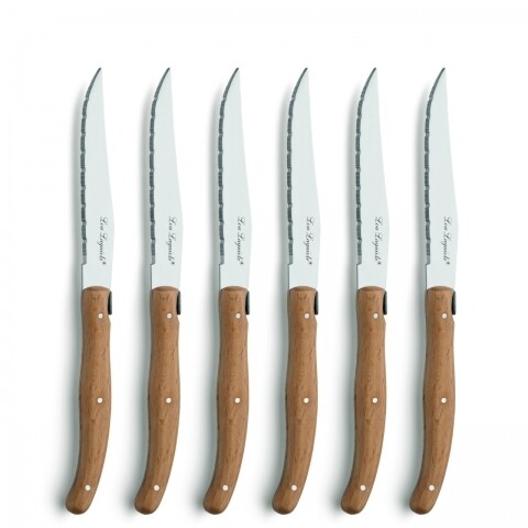 Set 6 cutite pentru friptura, Amefa, Natural Wood, inox/lemn, argintiu/natur