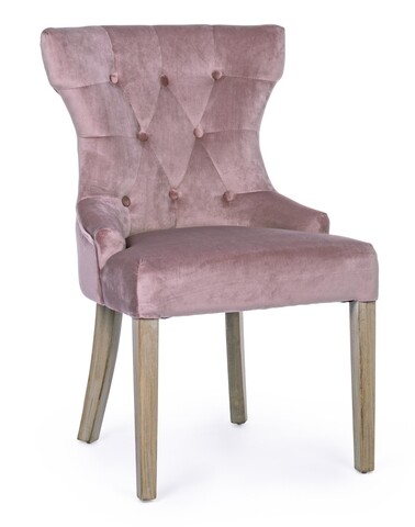 Scaun azelia, bizzotto, catifea, 55x52x92 cm, roz pudra