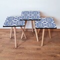 Set masute 3 piese, Leona, 3Shp41, Bleumarin / Albastru / Alb