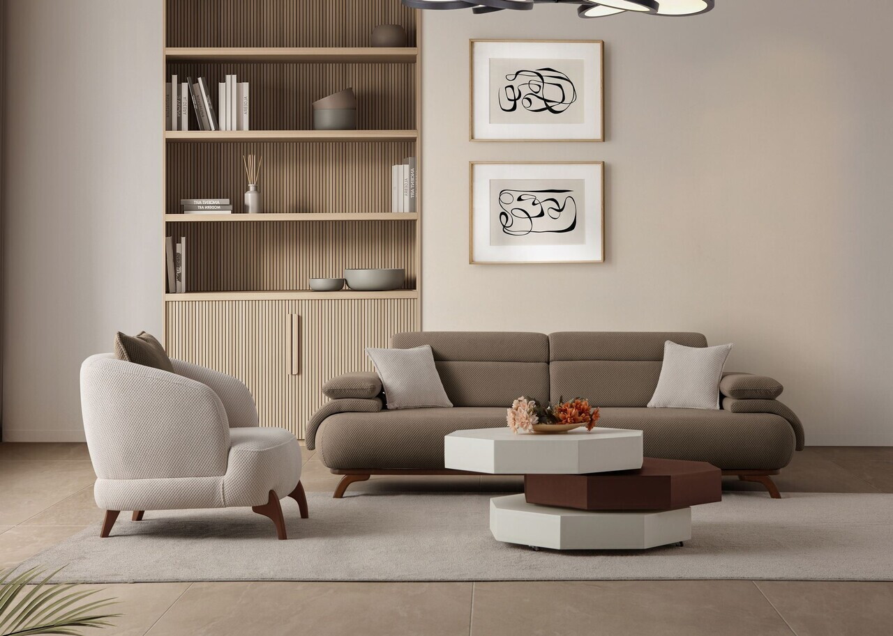 Canapea 3 locuri, Atelier del Sofa, 752EST1153, Lemn de carpen/PAL melaminat, Pământ - view 5