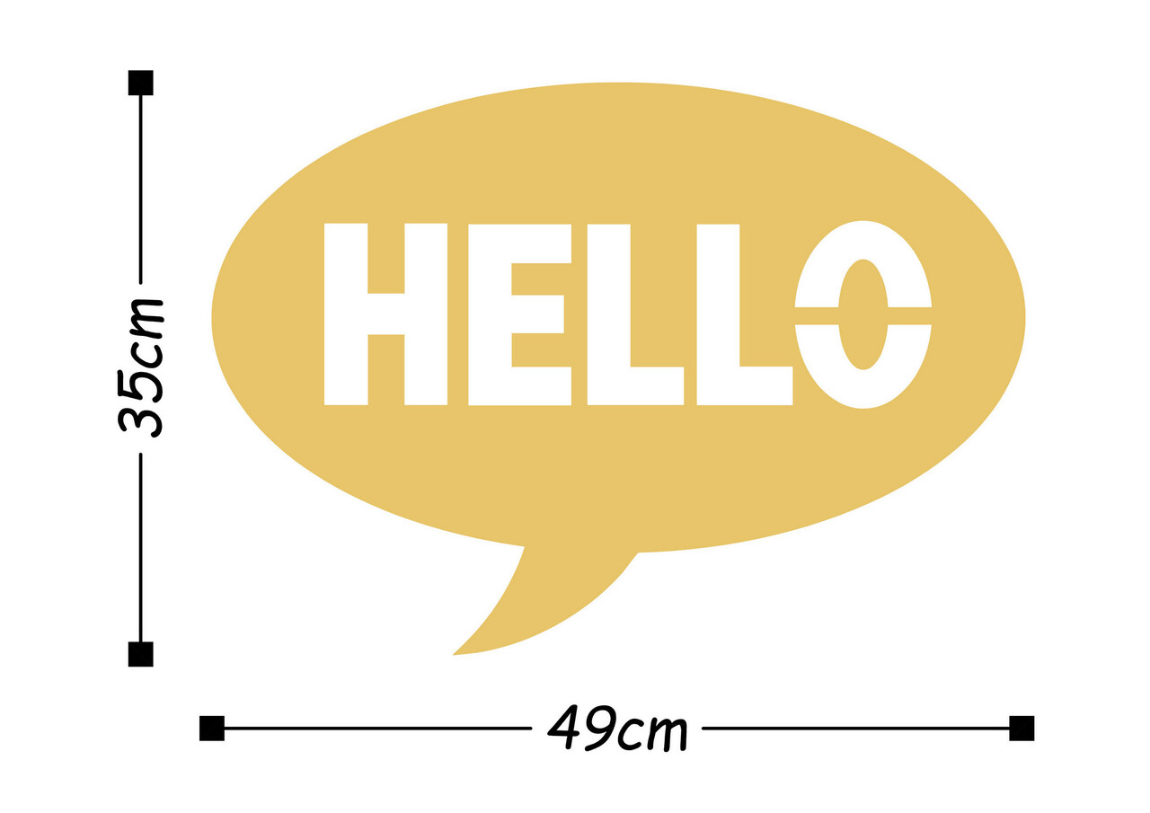 Decoratiune de perete, Hello Metal Decor, Metal, Dimensiune: 49 x 35 cm, Auriu