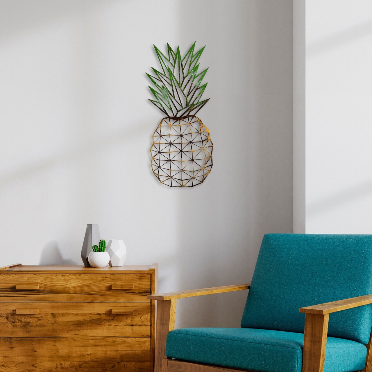Decoratiune de perete, Pineapple 223, Lățime: 56 cm Înălțime: 24 cm Adâncime: 1,5 cm, Multicolor - view 4